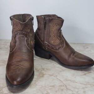 Brown Western Ankle Boots Coolway